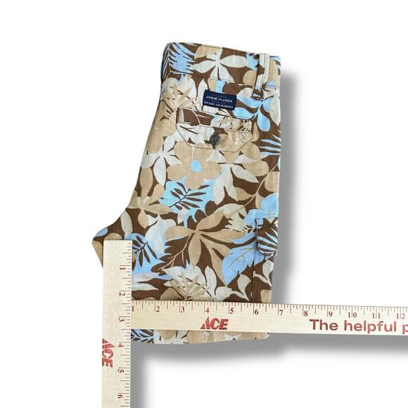 Janie and Jack Boys Shorts 3T Linen Cotton Floral Hawaiian Print Brown Blue NWT - Picture 4 of 11